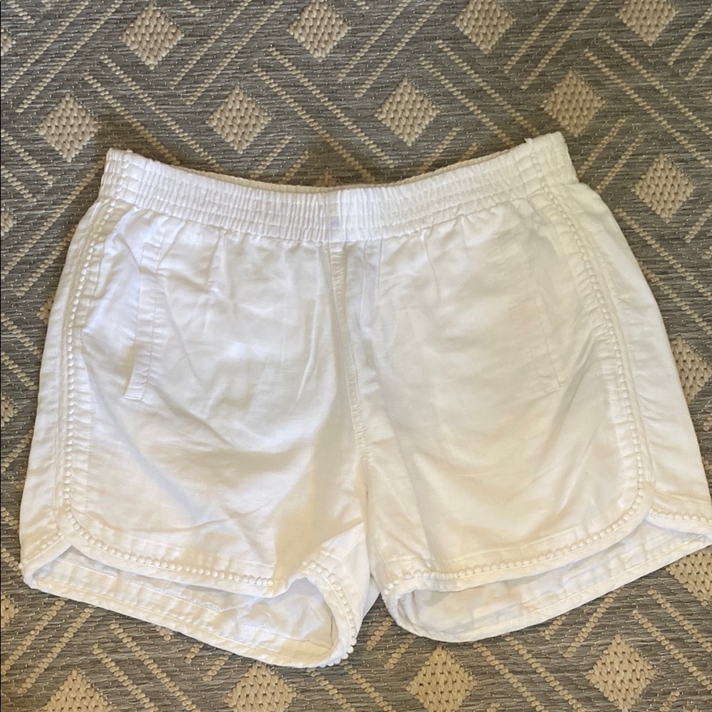 J. Crew White Linen Shorts Lightweight Elastic Waist